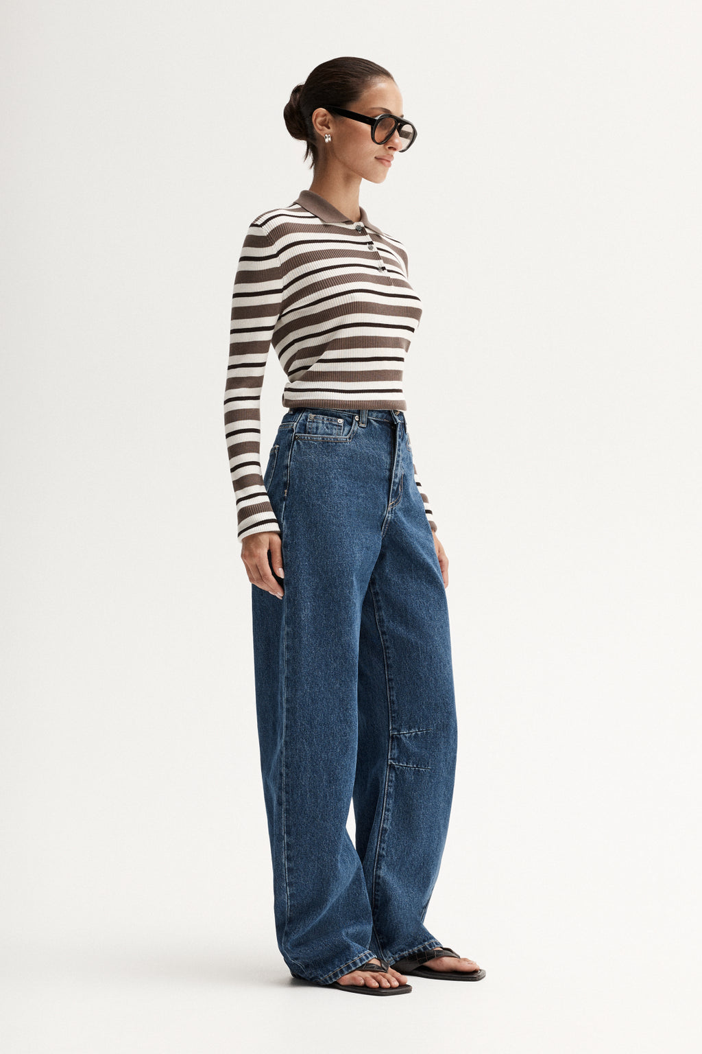 Ana Knit Polo - Chocolate Multi Stripe