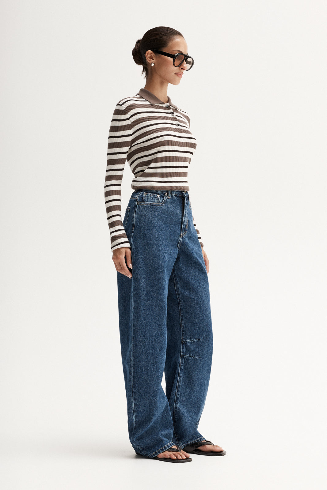 Ana Knit Polo - Chocolate Multi Stripe