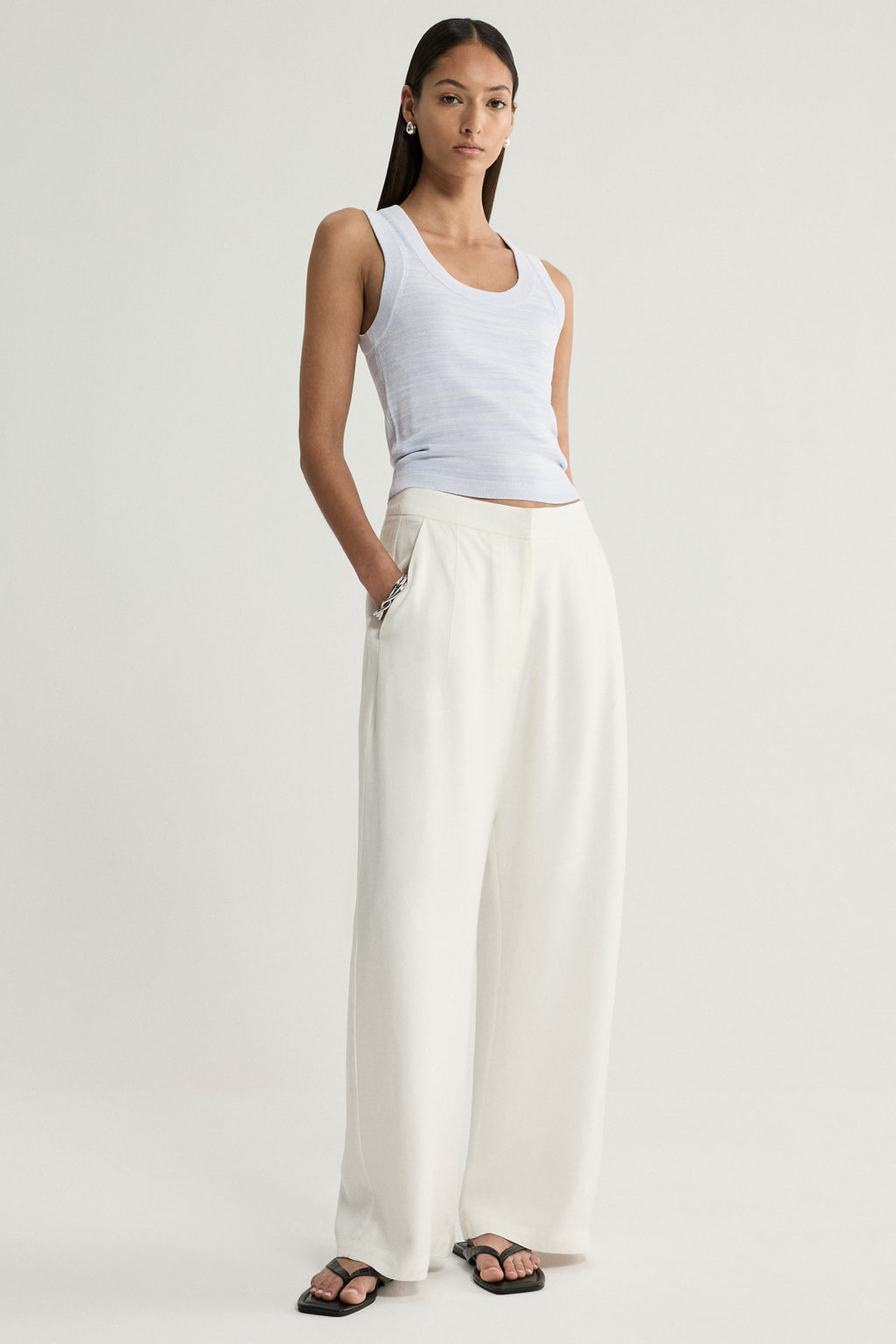 Celia Knit Top - Pale Blue Marle