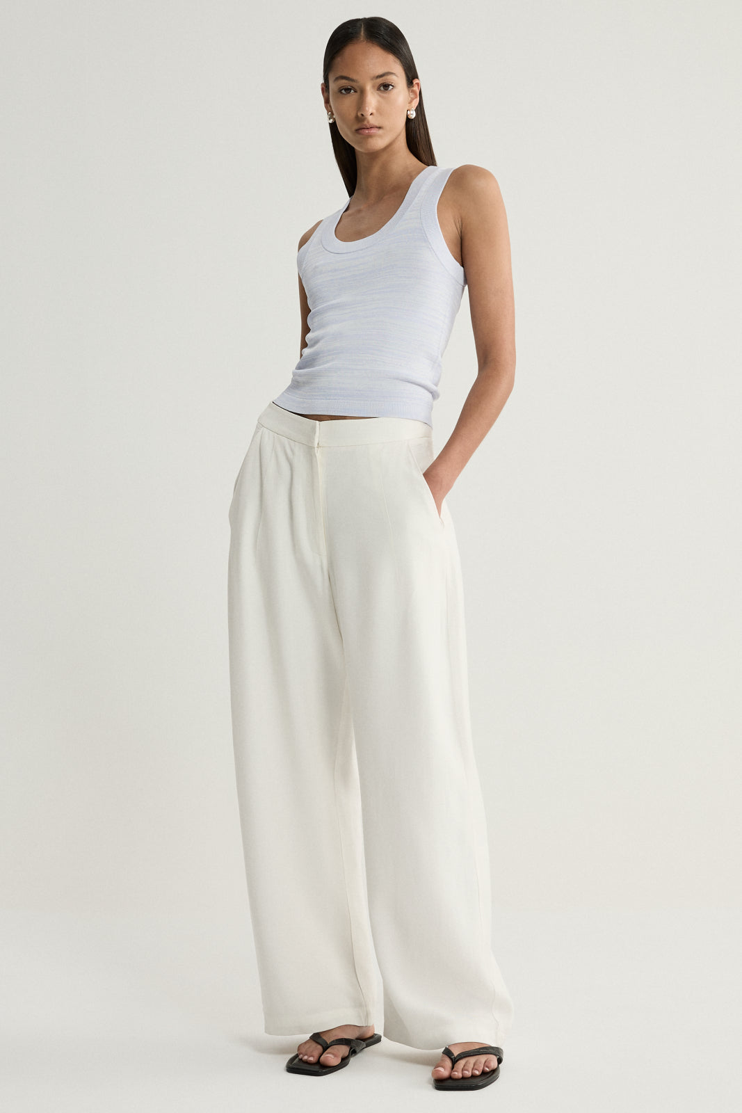 Celia Knit Top - Pale Blue Marle