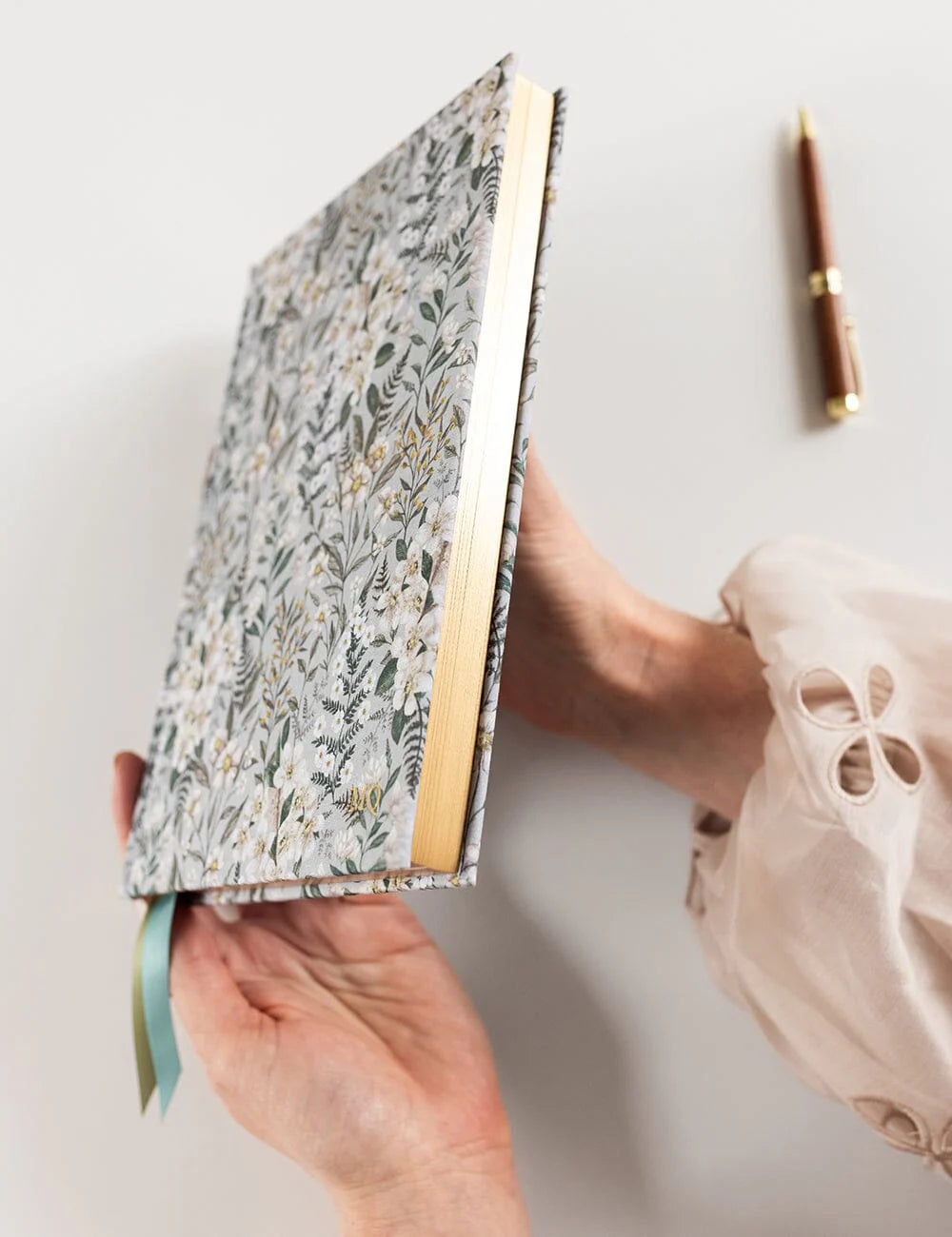 Linen Bound Journal - Ivory Garden (Bullet Journal)