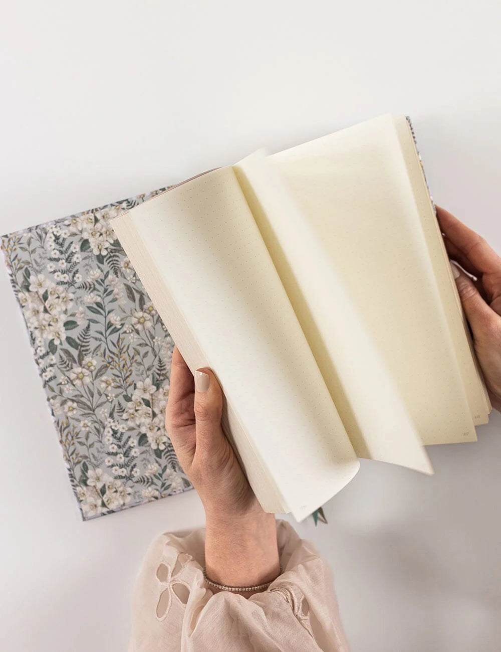 Linen Bound Journal - Ivory Garden (Bullet Journal)