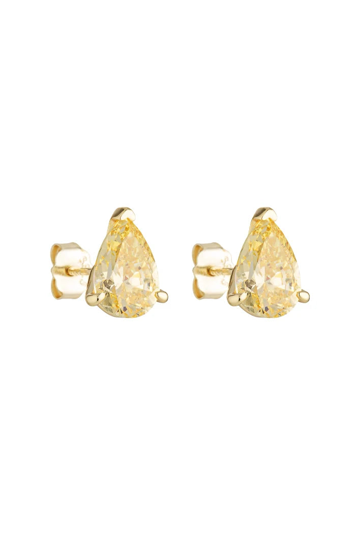 Pear Studs 2CT - Gold/Canary