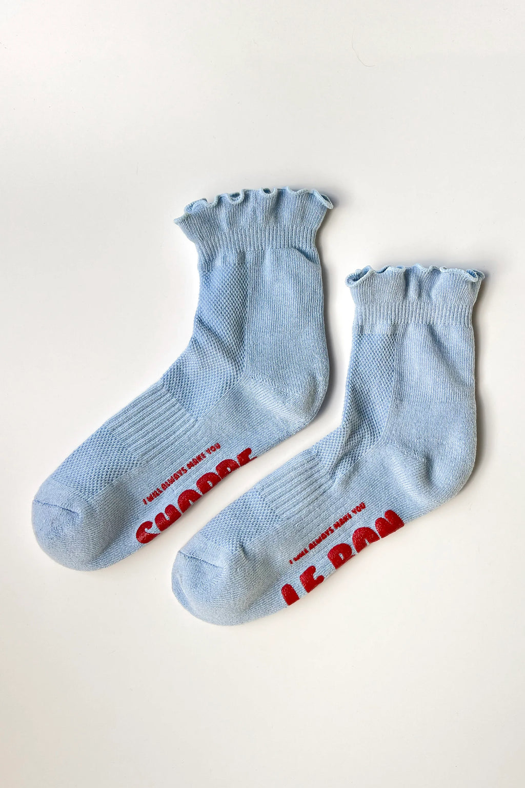 Ruffled Hugger Crew - Periwinkle/Red