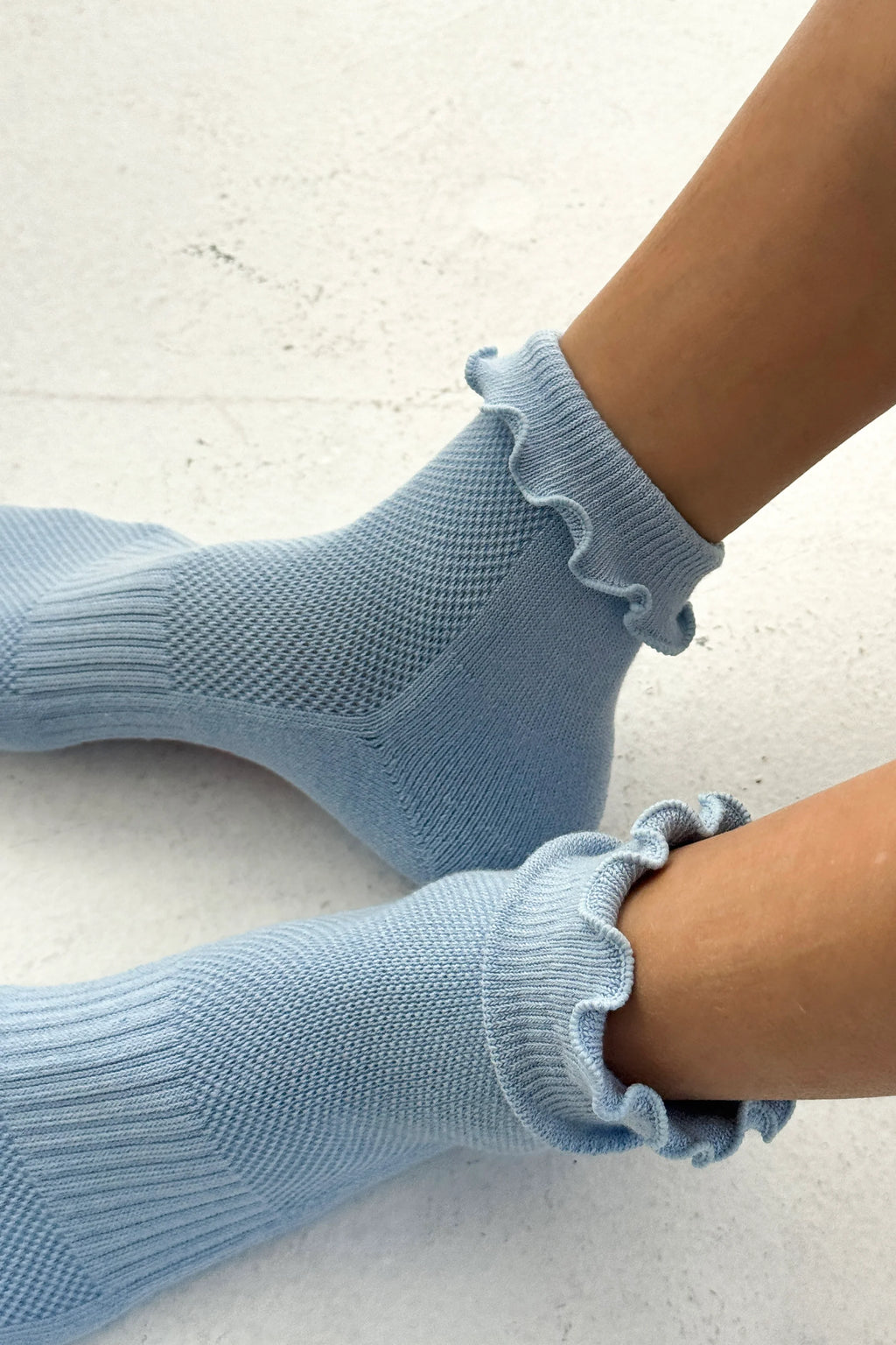 Ruffled Hugger Crew - Periwinkle/Red