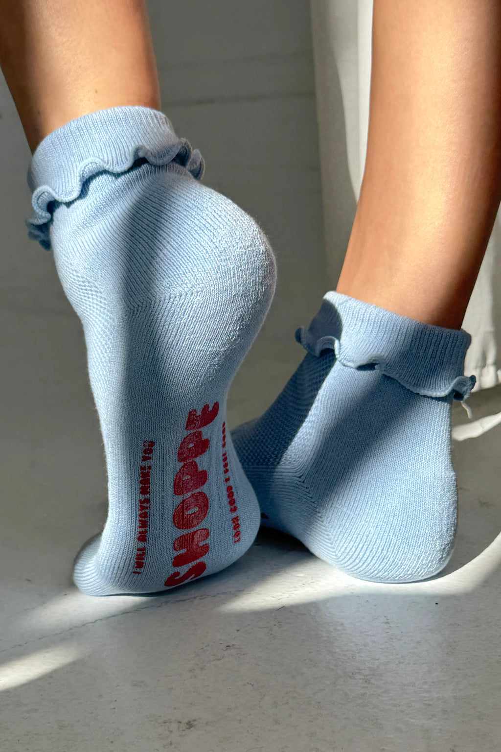 Ruffled Hugger Crew - Periwinkle/Red