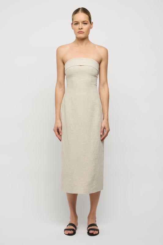 Jill Linen Midi Dress - Natural