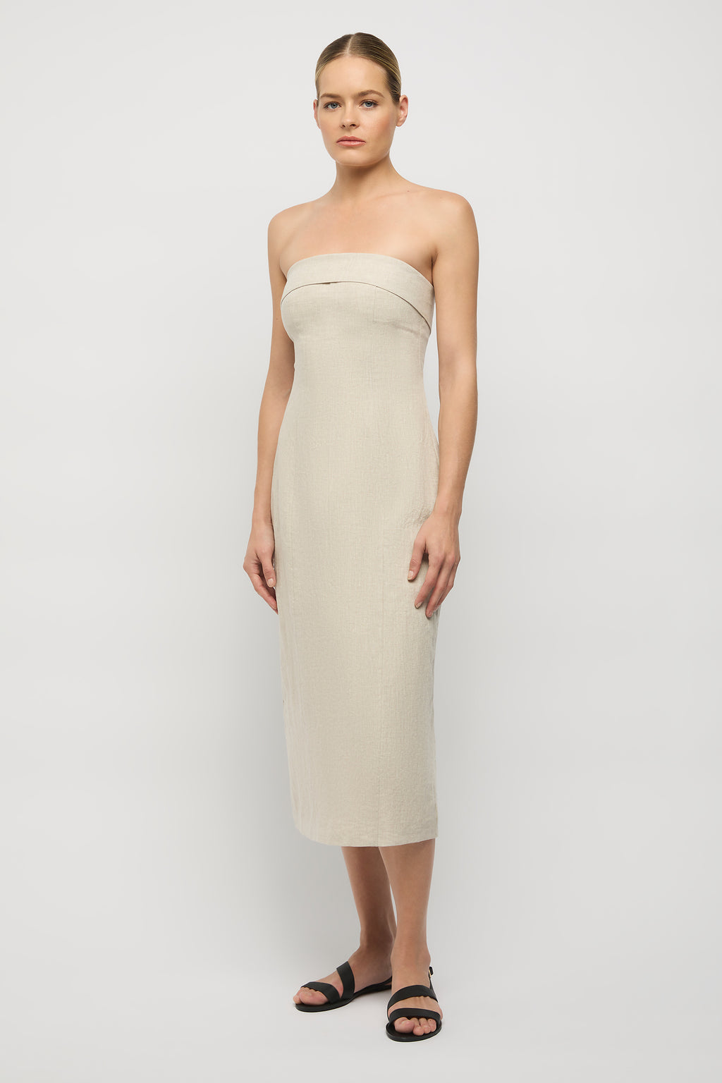 Jill Linen Midi Dress - Natural
