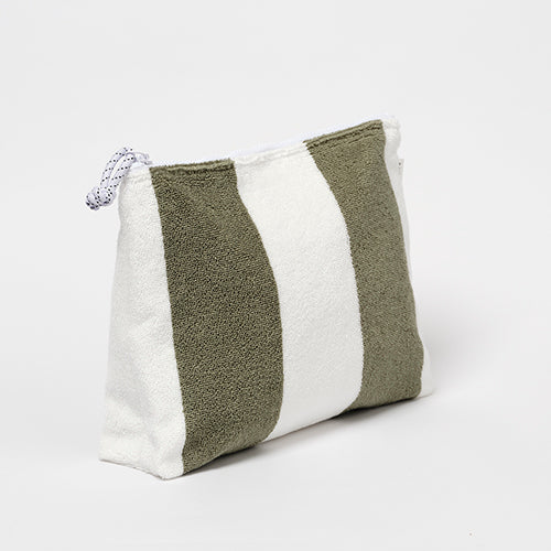 Terry Beach Pouch - The Vacay Olive Stripe