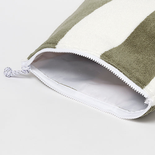 Terry Beach Pouch - The Vacay Olive Stripe