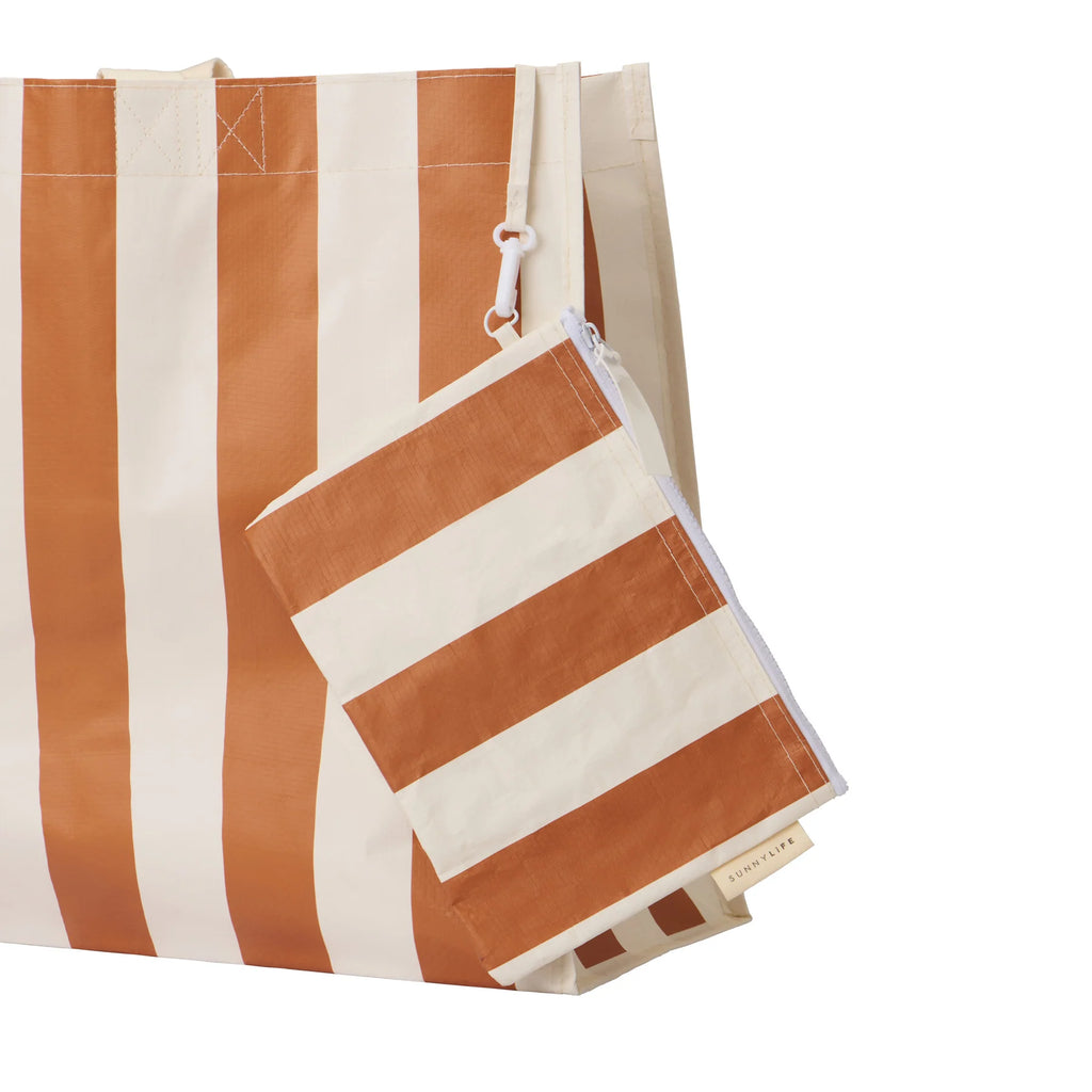 Carryall Beach Bag - Tierra Clay Bold Stripe