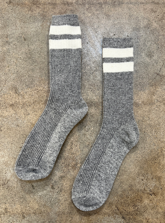 Grandpa Varsity Socks - Stone & Sugar Stripe