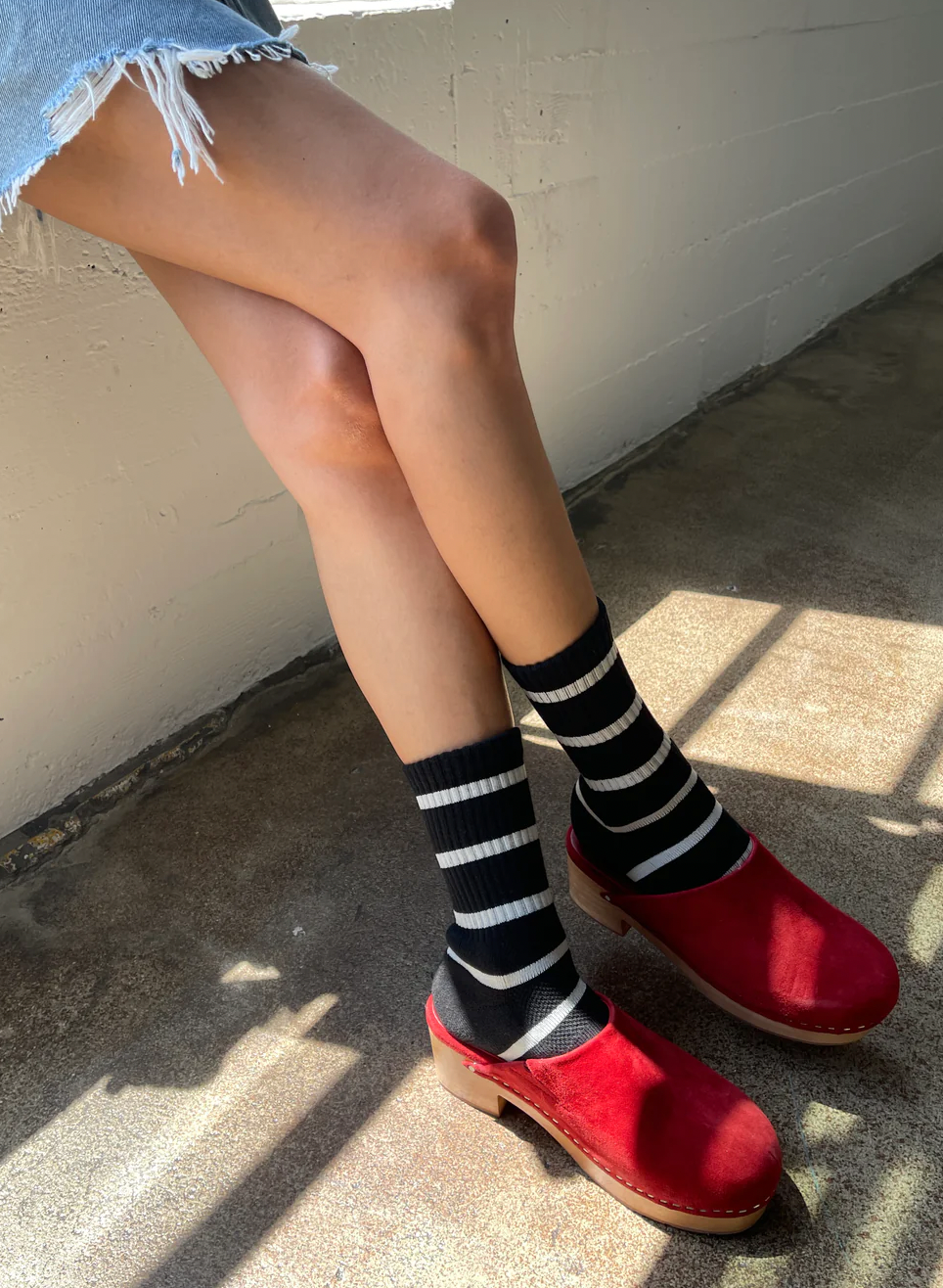 Striped Boyfriend Socks - Black