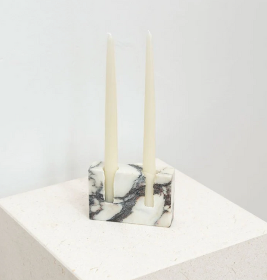 Zander Marble Candle Holder - Calcutta Viola