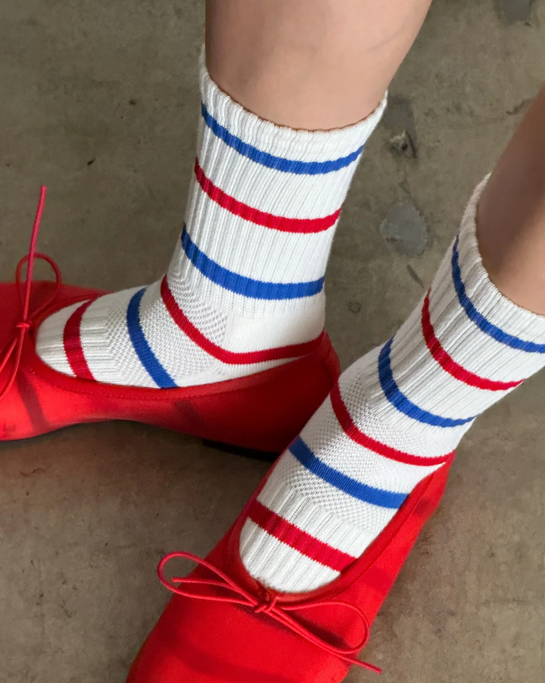 Striped Boyfriend Socks - Red, Blue Stripe