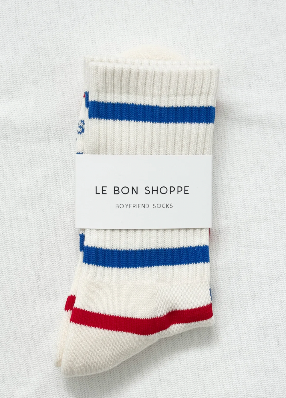 Striped Boyfriend Socks - Red, Blue Stripe