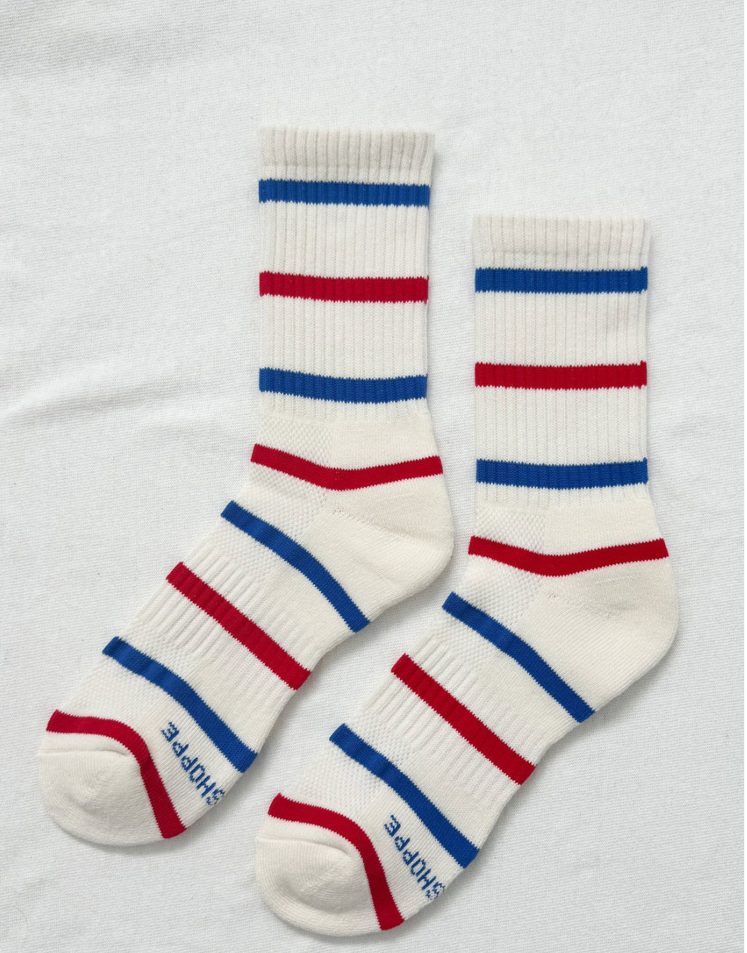 Striped Boyfriend Socks - Red, Blue Stripe