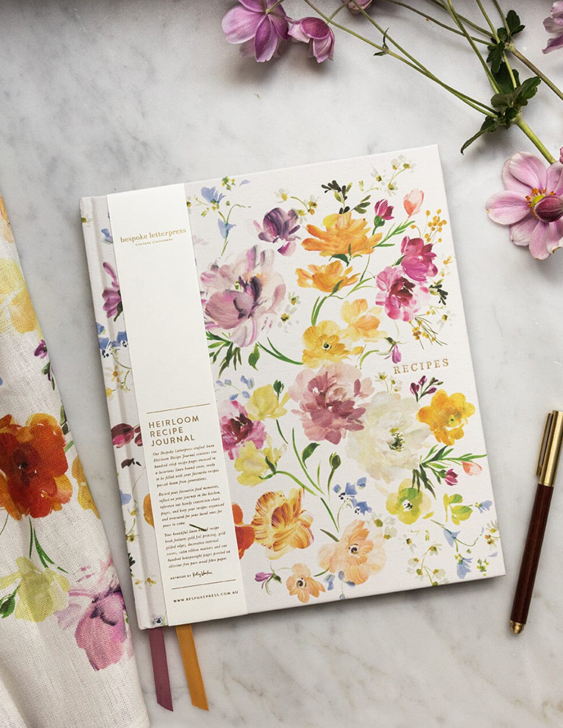 Heirloom Recipe Book Journal - Ranunculus