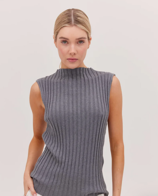 The Ribbed Neck Tank - Slate