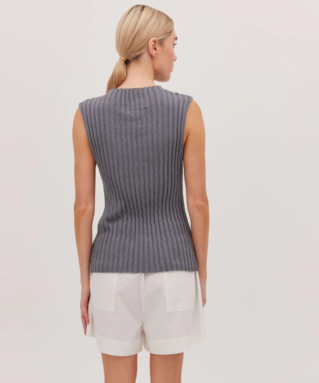 The Ribbed Neck Tank - Slate