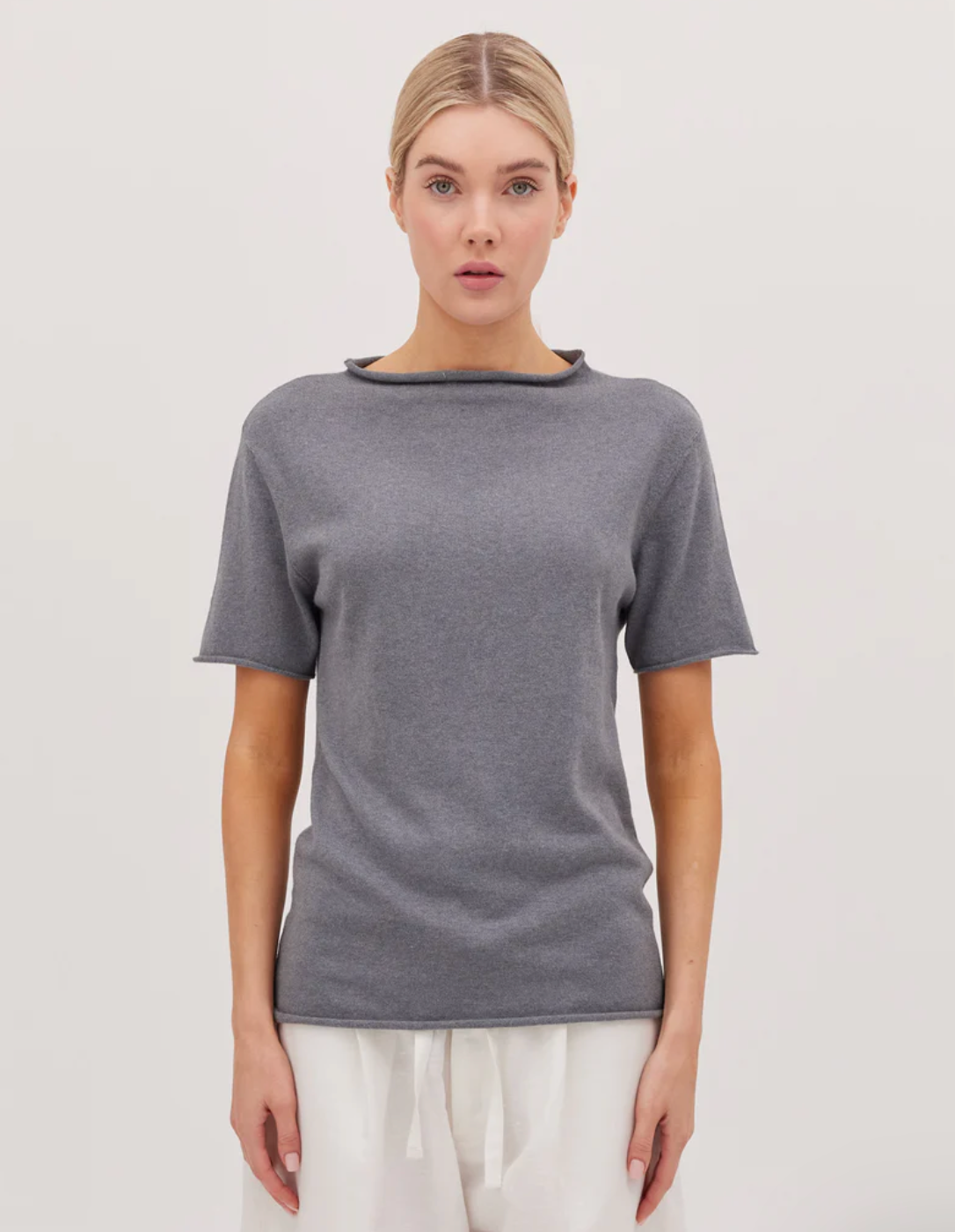 The Funnel Neck Tee - Slate