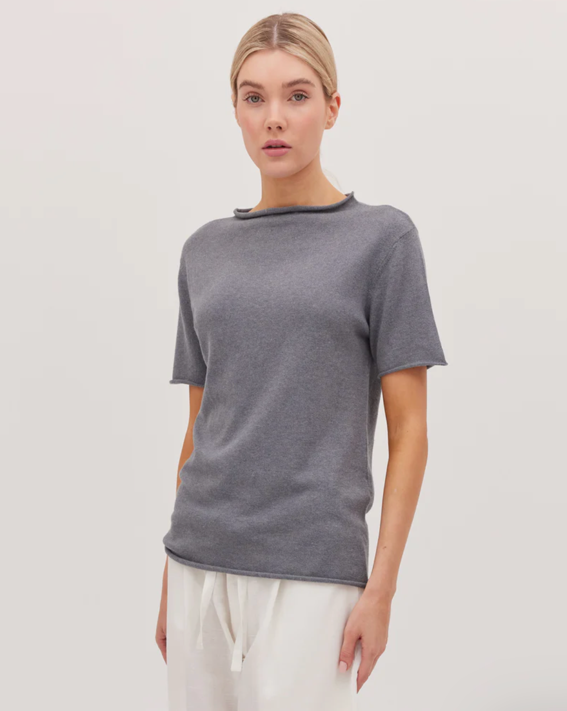 The Funnel Neck Tee - Slate