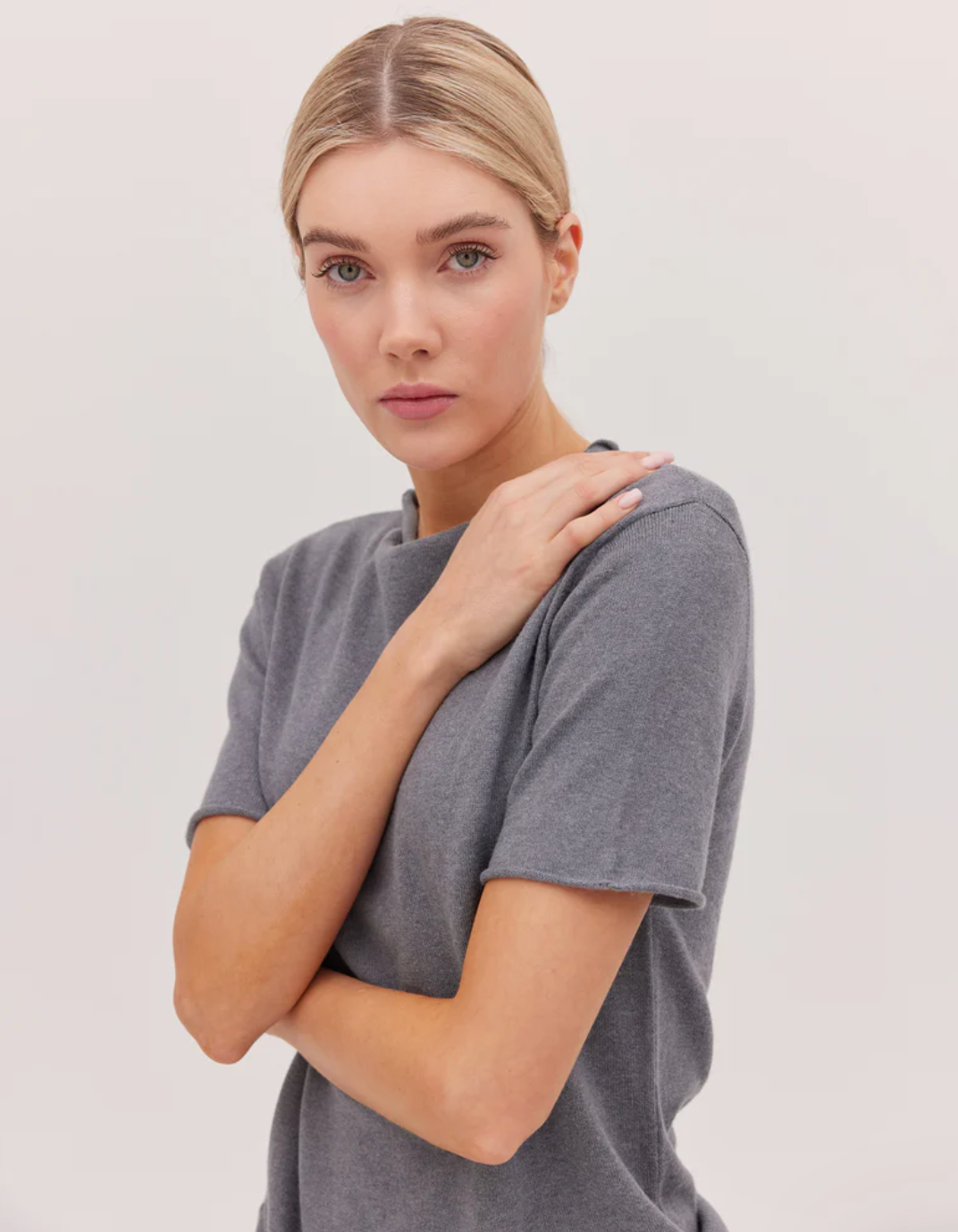 The Funnel Neck Tee - Slate