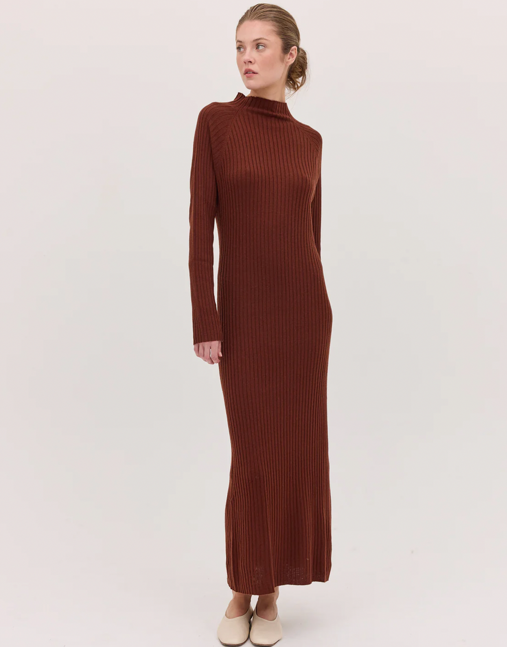 The Rib Knit Dress - Mahogany