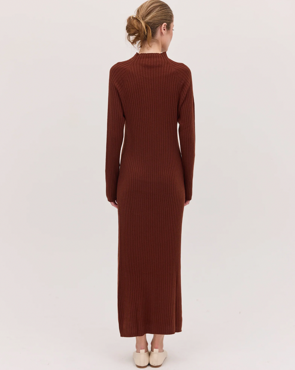The Rib Knit Dress - Mahogany