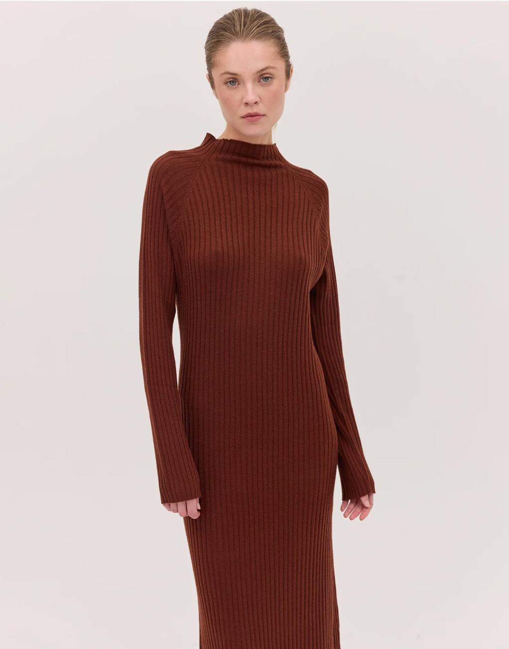 The Rib Knit Dress - Mahogany