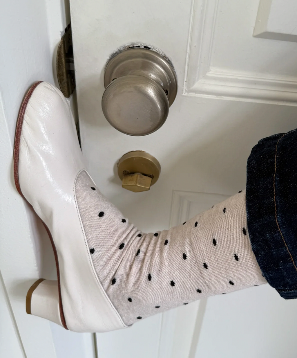 Sneaker Socks - Polka Dot Oatmeal