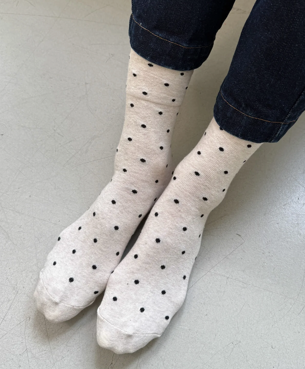 Sneaker Socks - Polka Dot Oatmeal