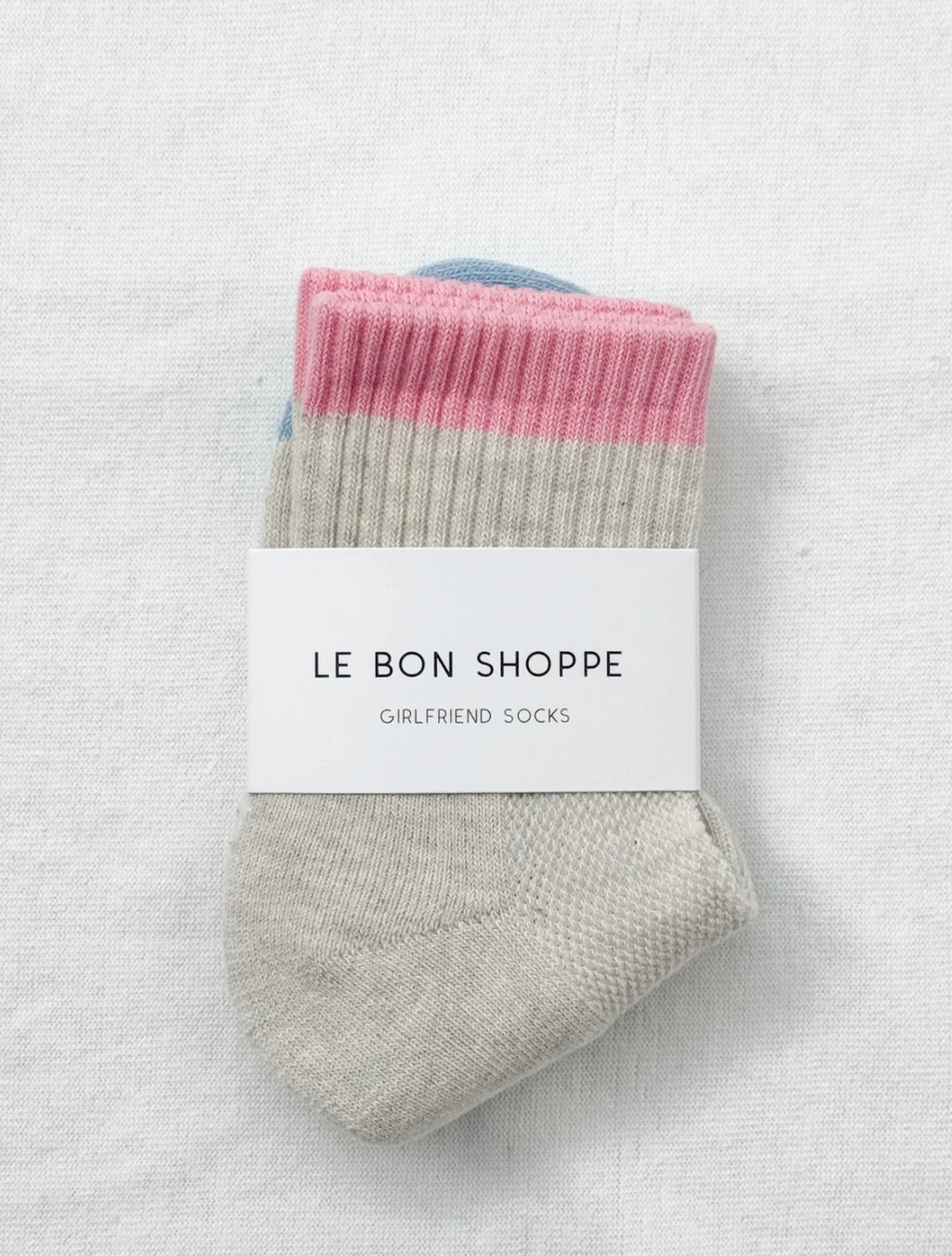 Colour Block Girlfriend Socks - Grey/Pink