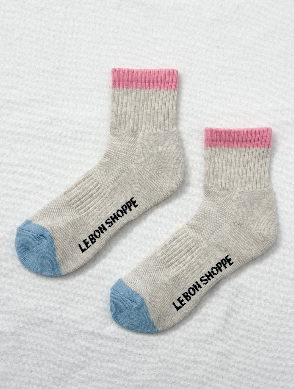 Colour Block Girlfriend Socks - Grey/Pink