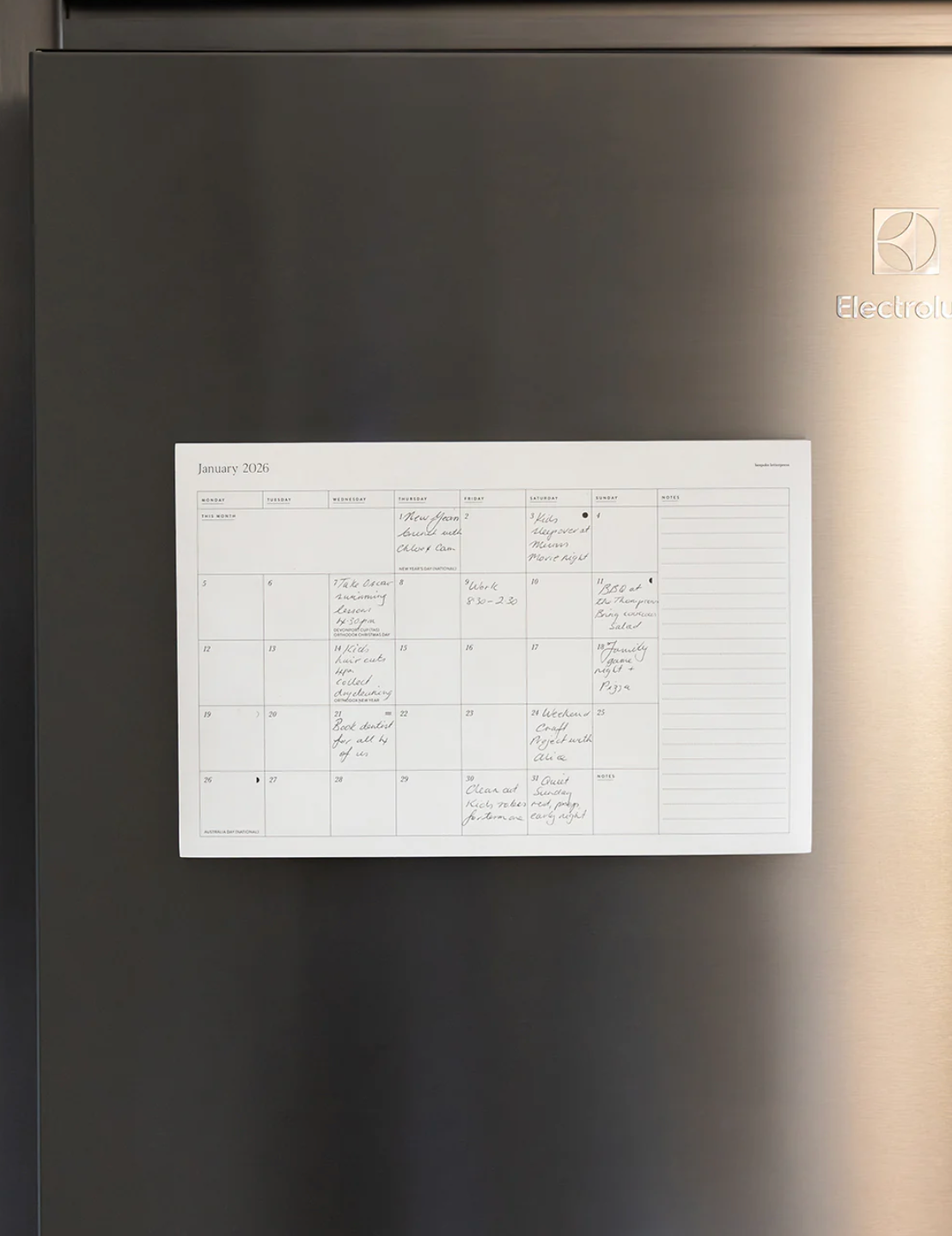 2026 Monthly Fridge Magnetic Calendar
