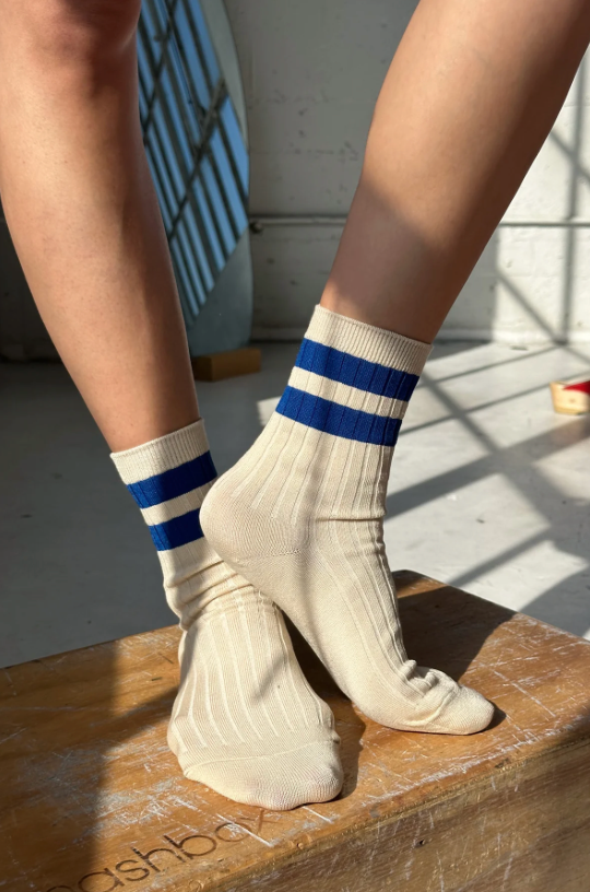 Her Varsity Socks - Azure