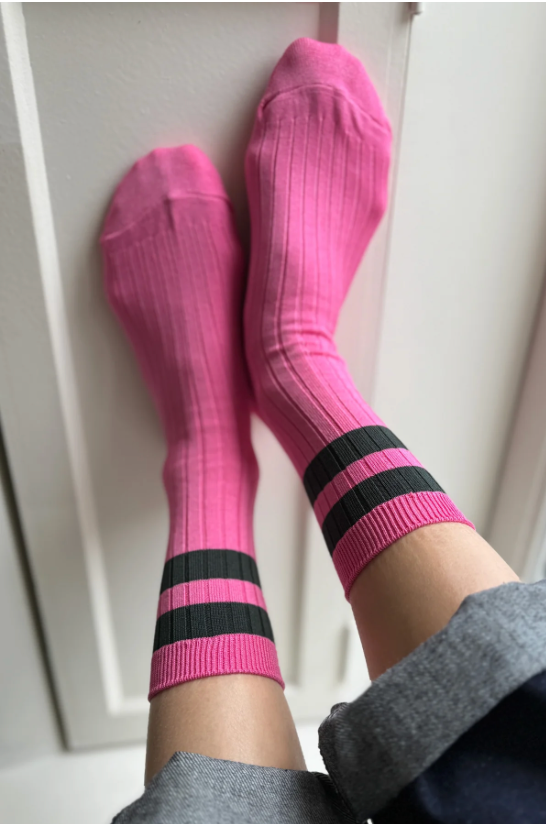 Her Varsity Socks - Pink/Green