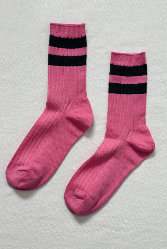 Her Varsity Socks - Pink/Green