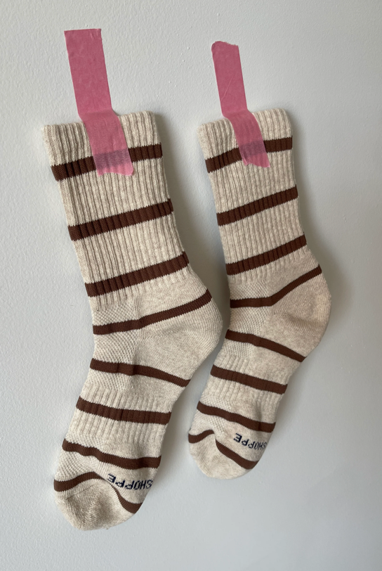 Striped Boyfriend Socks - Flax Stripe