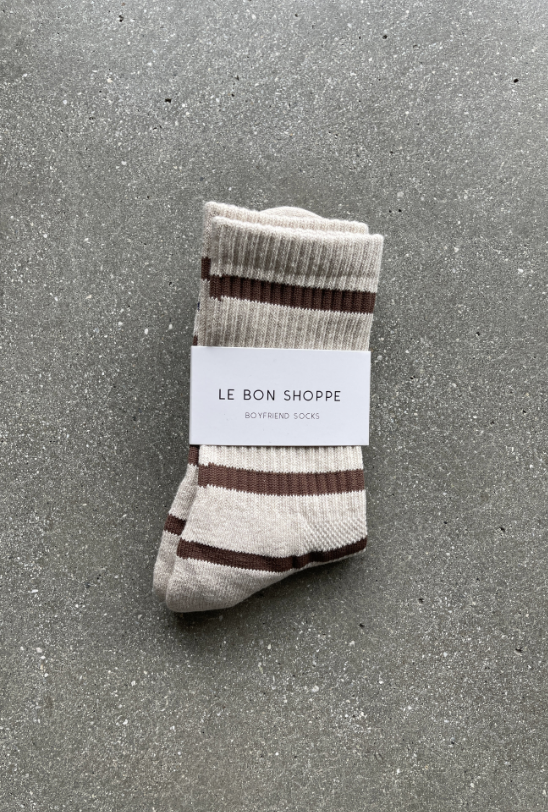 Striped Boyfriend Socks - Flax Stripe