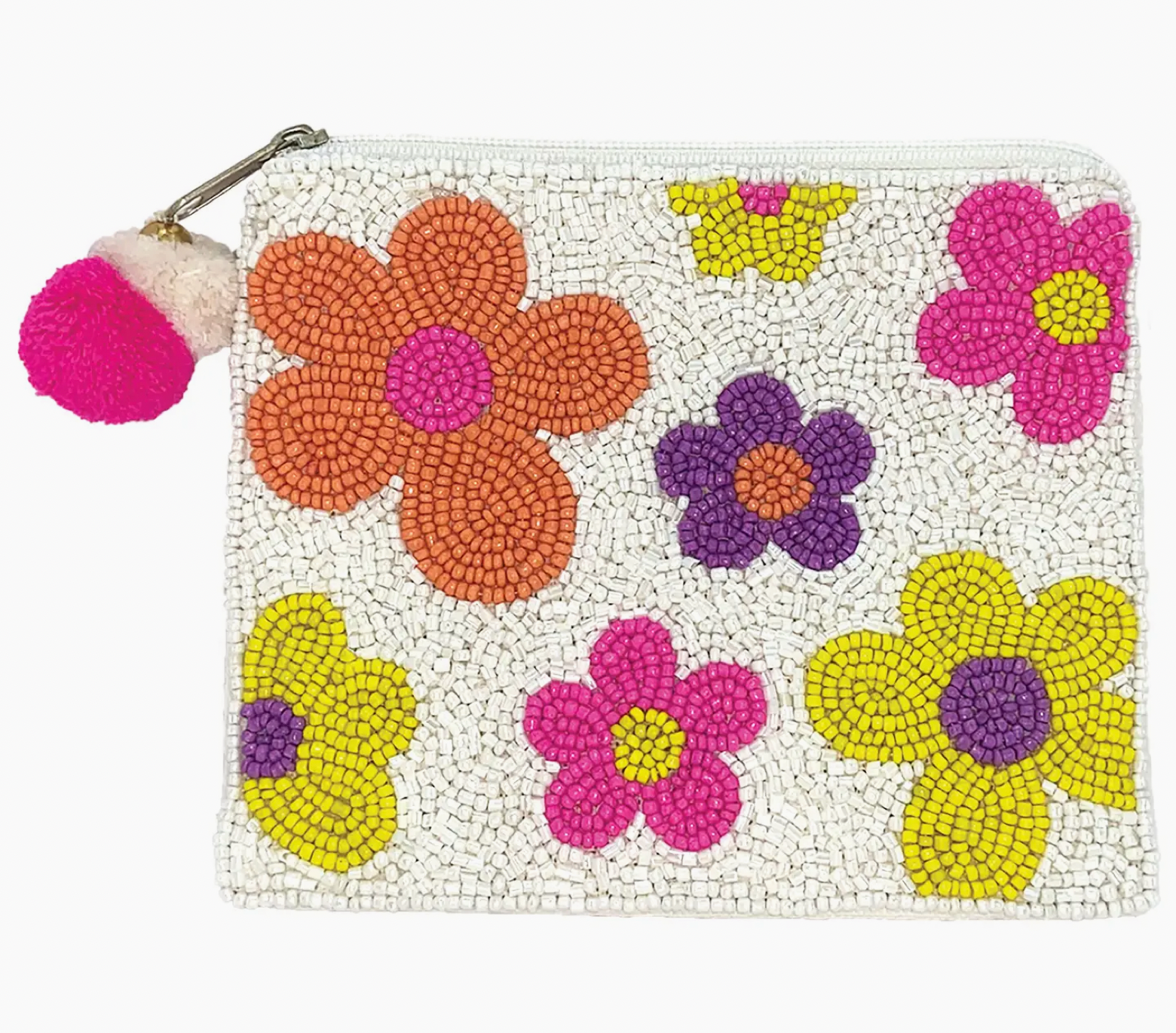 Flowers Beaded Coin Pouch