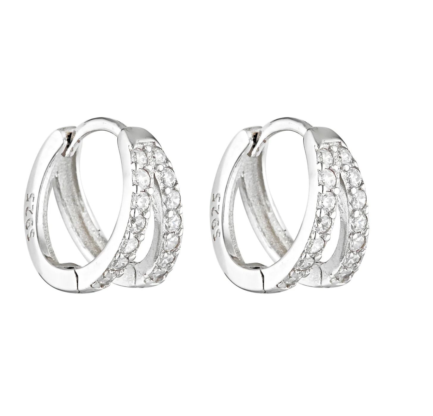 Double Angel Huggies - Sterling/Clear