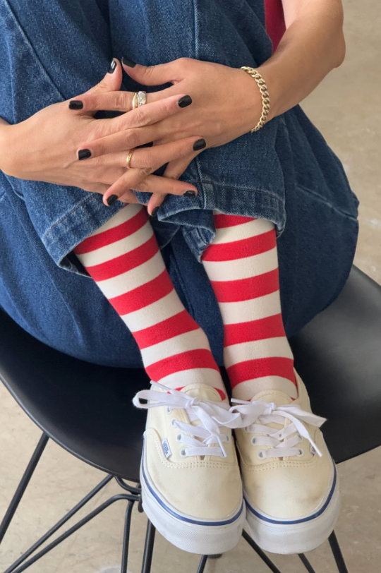 Wally Socks - Wide Red Stripe
