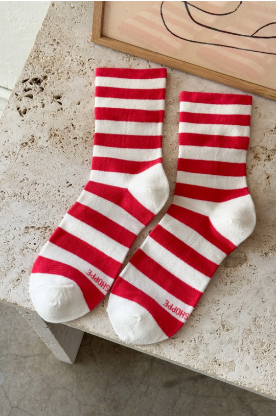Wally Socks - Wide Red Stripe