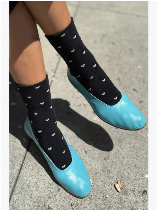 Sneaker Socks - Heart - Black and Cream