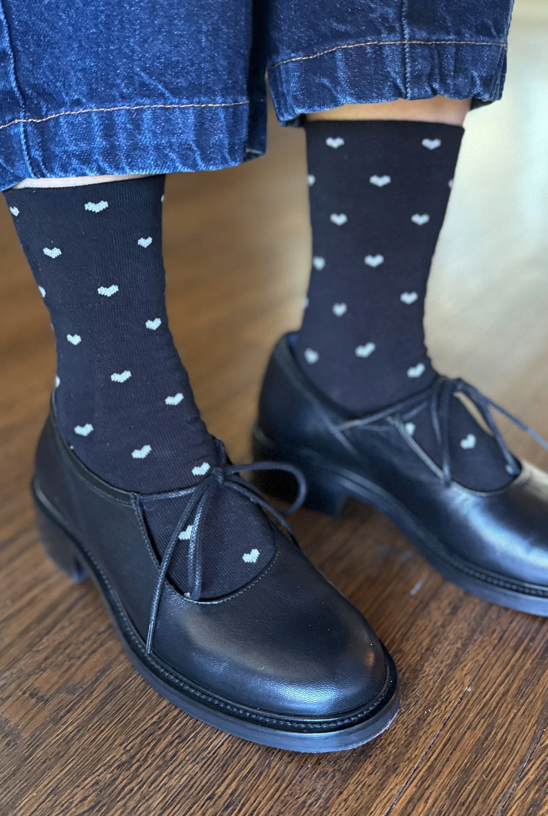 Sneaker Socks - Heart - Black and Cream