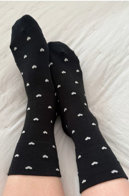 Sneaker Socks - Heart - Black and Cream