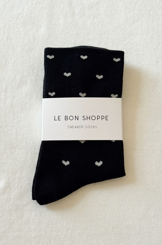 Sneaker Socks - Heart - Black and Cream
