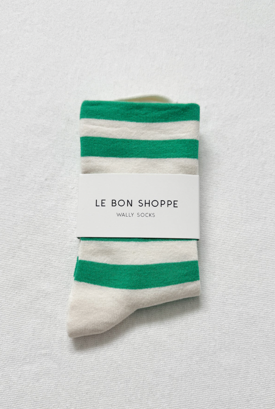 Wally Socks - Wide Green Stripe