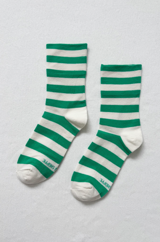 Wally Socks - Wide Green Stripe
